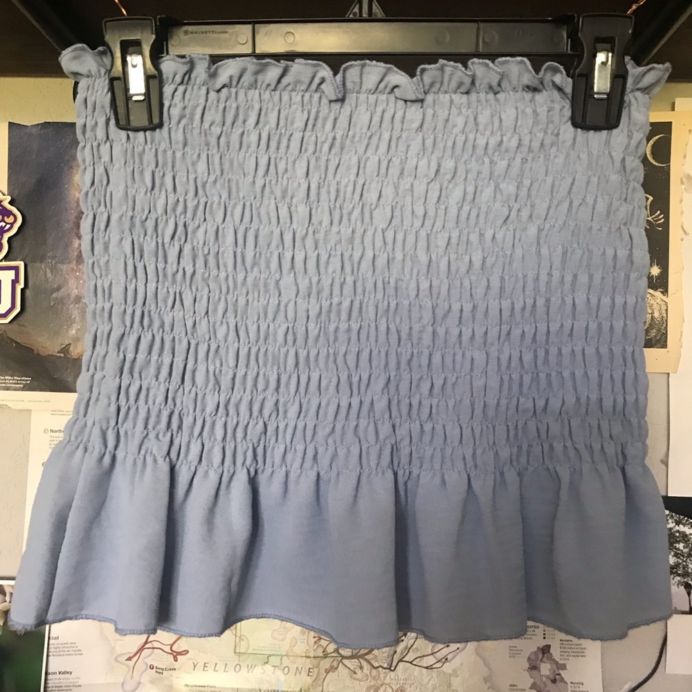 shein ruffle blue top